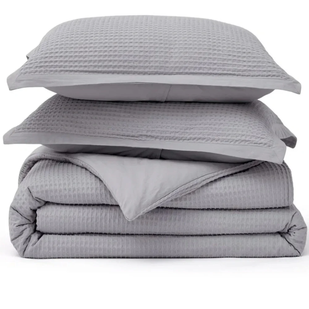 Bedsure Cotton Waffle Weave Duvet Cover Set Queen